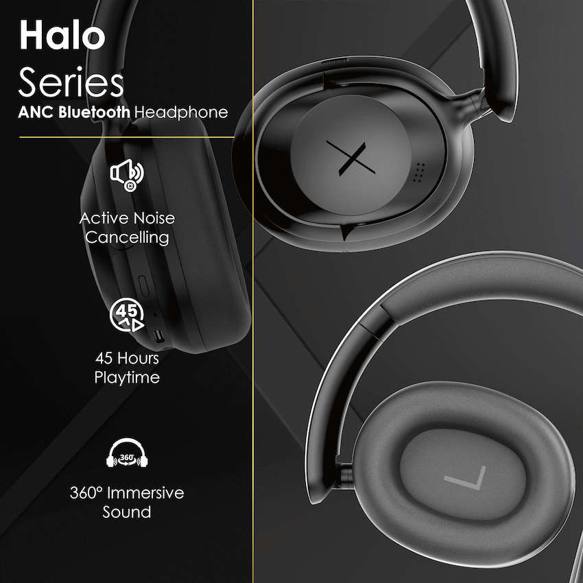 VolkanoX Halo ANC Bluetooth Headphone - Black