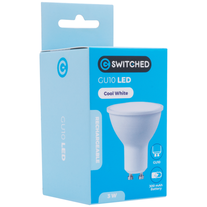 SWITCHED 3W GU10 Rechargeable LED Light Bulb - CW