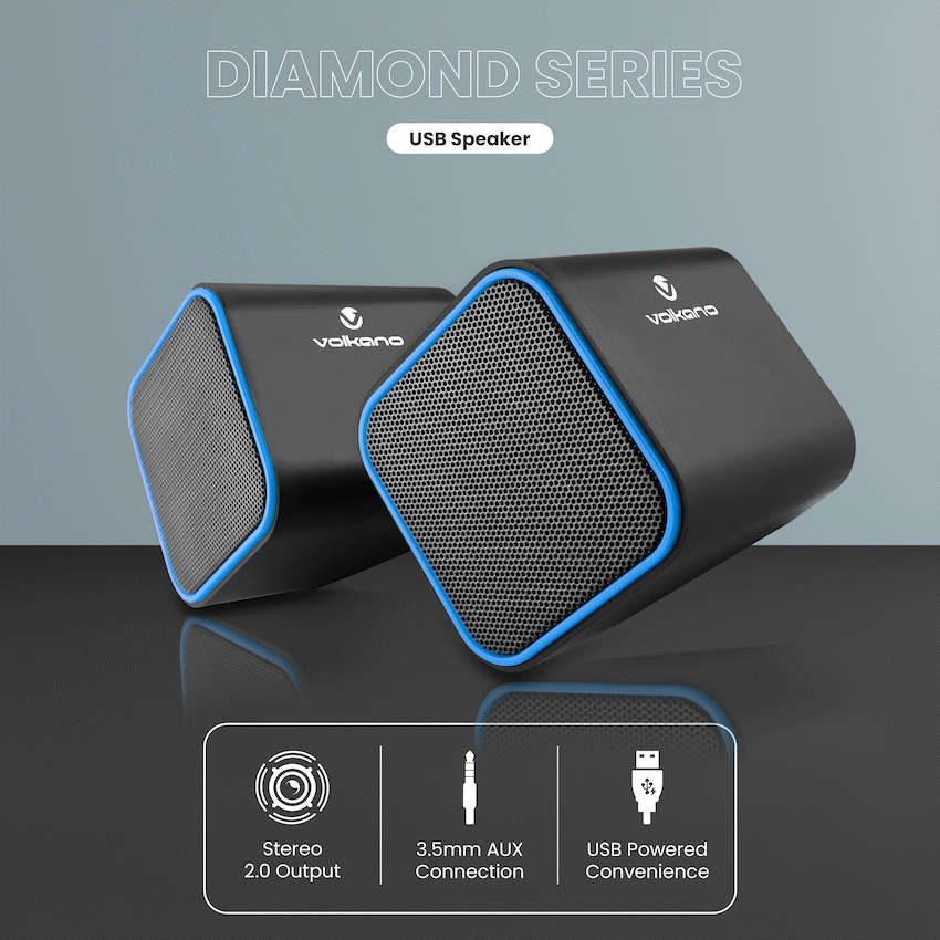 Volkano Diamond Series USB Speaker - Blue