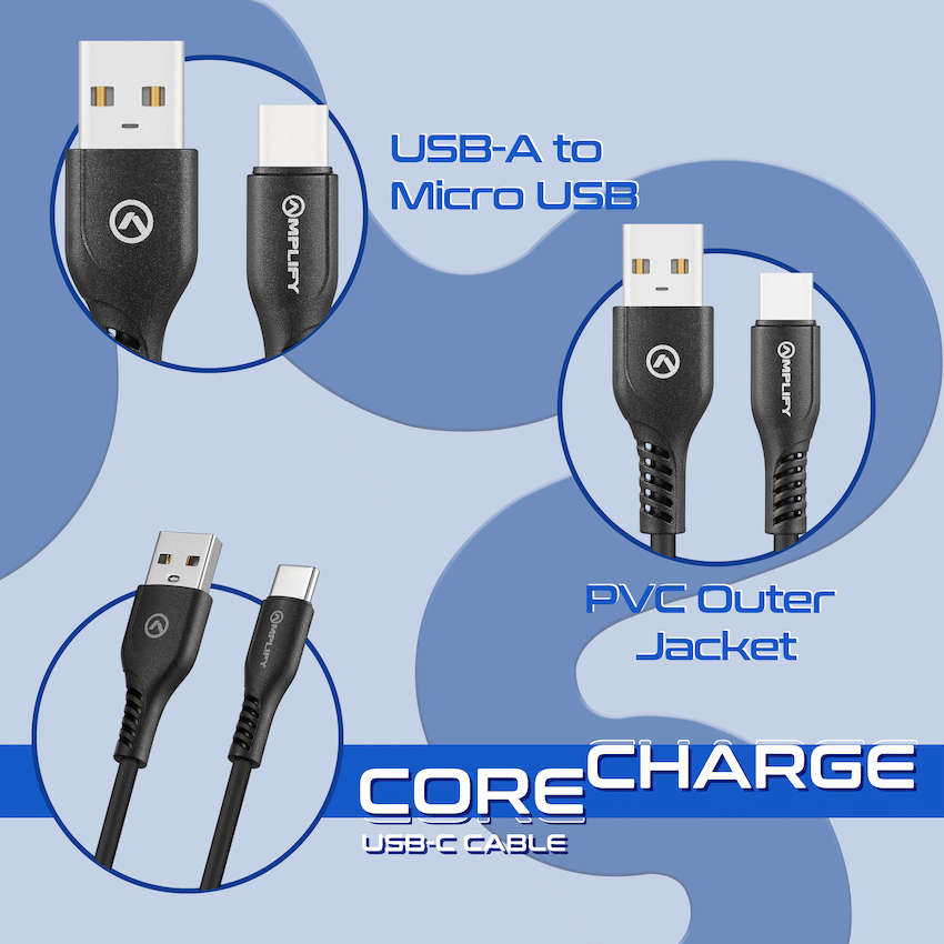 Amplify CoreCharge Series 1.2m USB-C Cable - Black