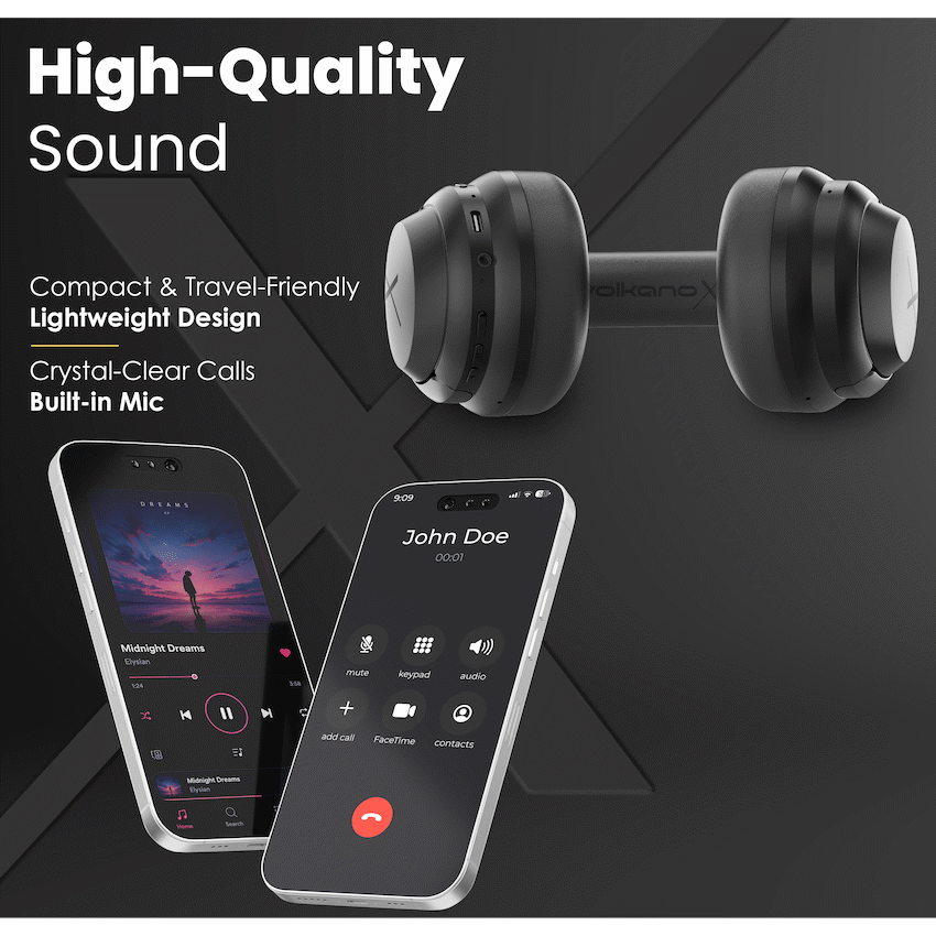 VolkanoX Halo ANC Bluetooth Headphone - Black