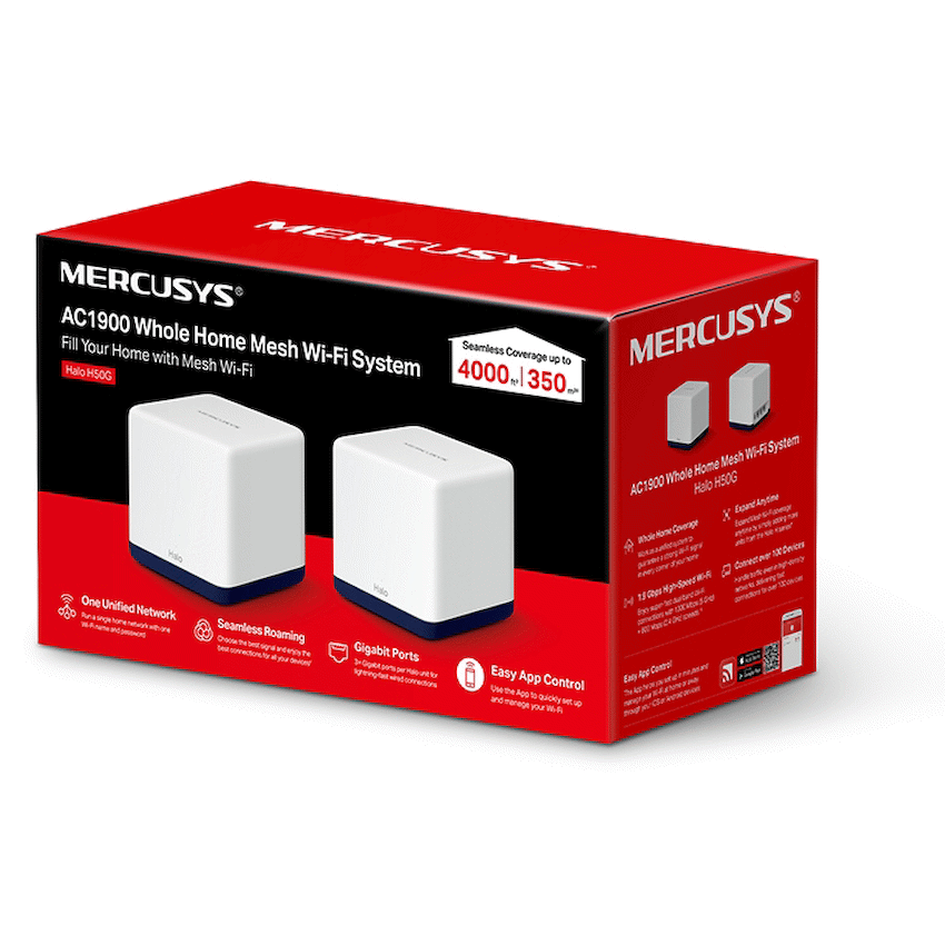 TP-Link Mercusys Halo H50G (2-Pack) AC1900 Whole Home Mesh Wi-Fi System