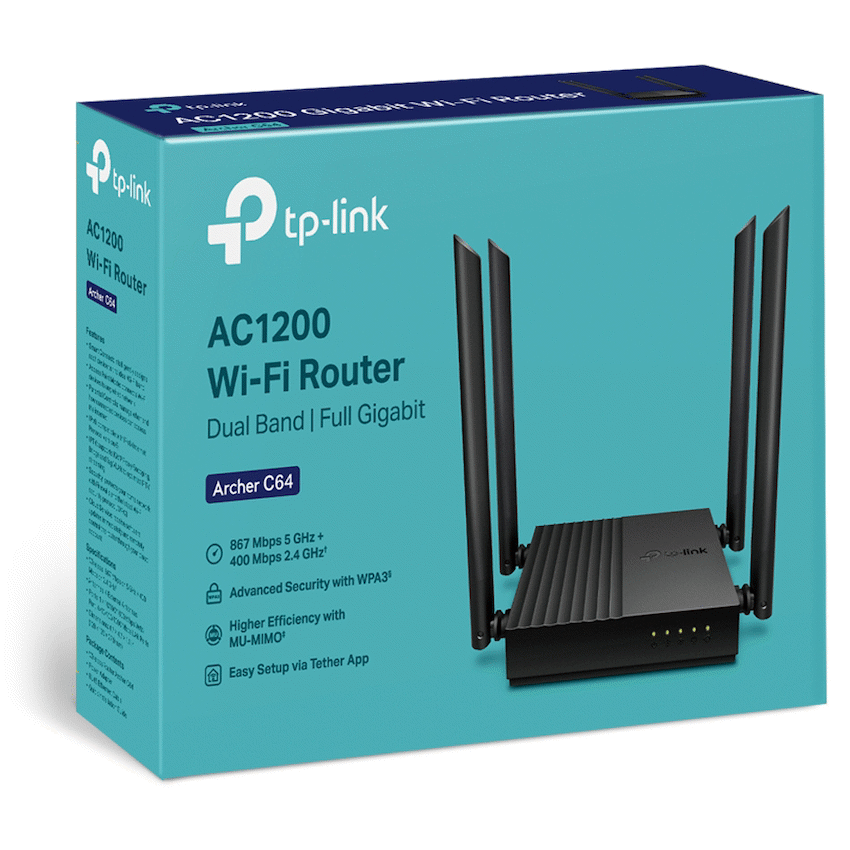 TP-Link Archer C64 AC1200 MU-MIMO Wi-Fi Router