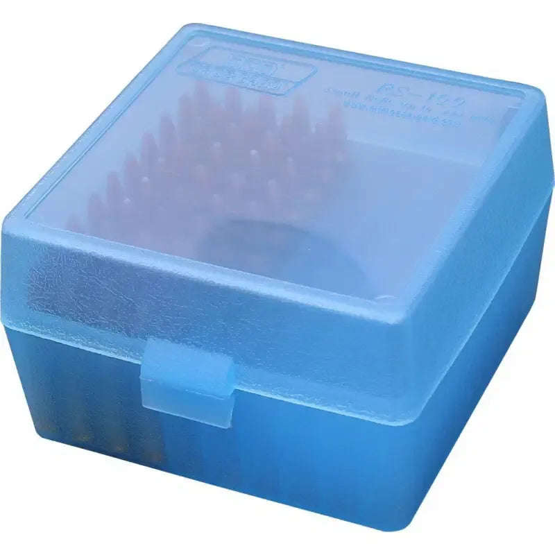 MTM AMMO BOX 100 ROUND FLIP TOP BLUE  MTM-RS-100-24