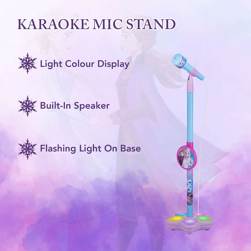 Disney Frozen Auxiliary Star Karaoke Microphone Stand with Colourful Lights