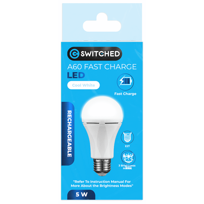 Switched 5w A60 Rechargeable Fast Charge E27 LED - CW