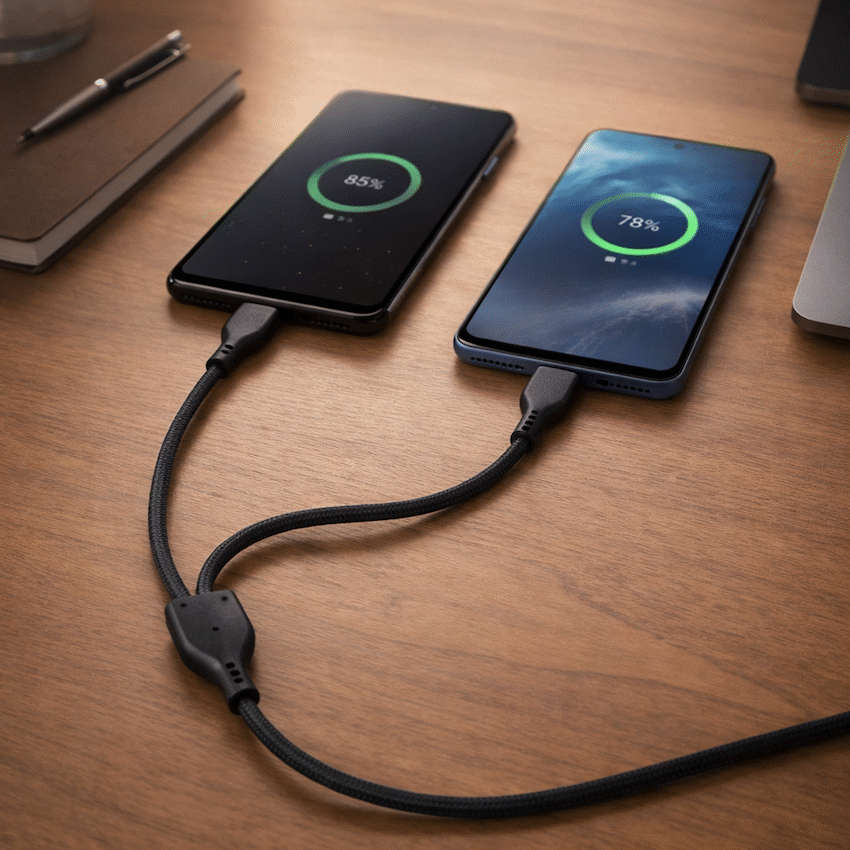 Pro Bass Cord Series 1.2m 15w USB-C to 2x USB-C Braided - Black