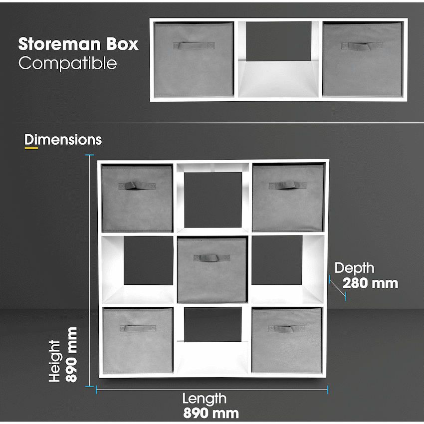 Everfurn Ninefold Bookshelf with 5 Storage Bins