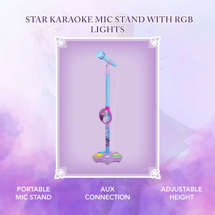 Disney Frozen Auxiliary Star Karaoke Microphone Stand with Colourful Lights