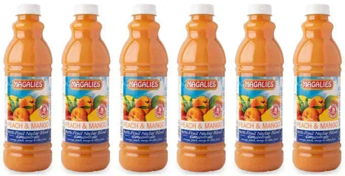 6 x MAGALIES 1 liter Peach & Mango 40% Concentrate (Sold 6x 1L Per Case)