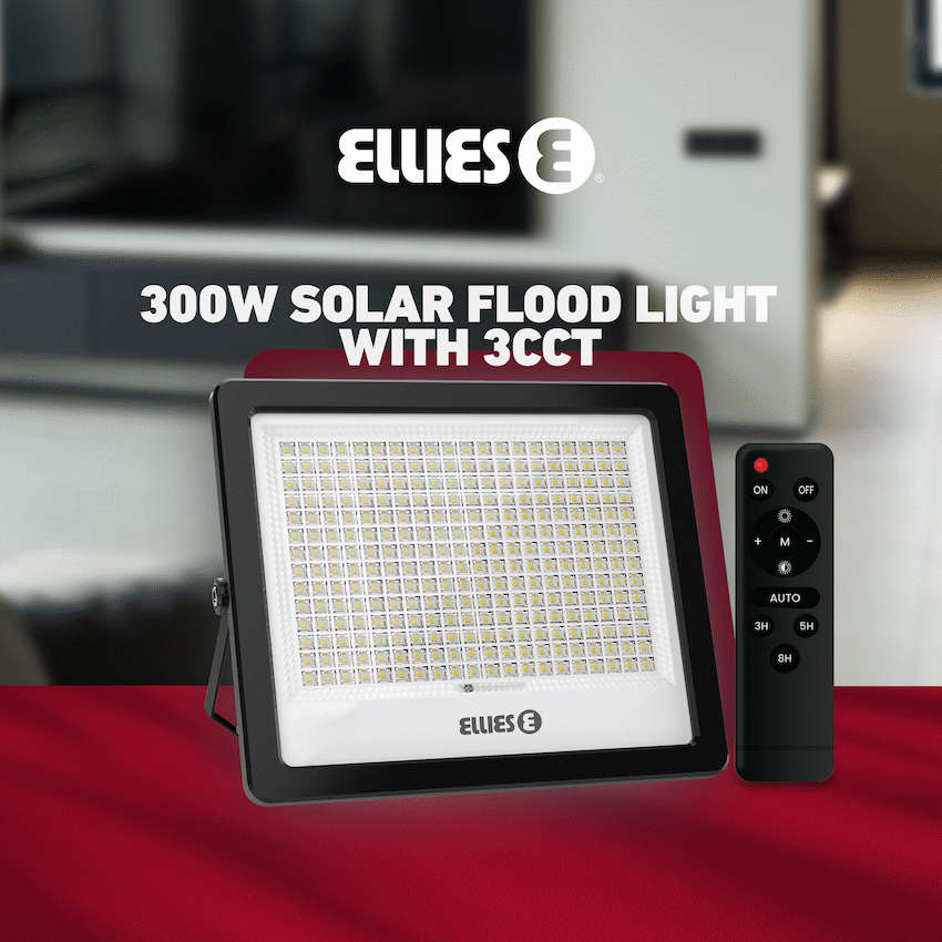 Ellies Nebula Series 300W Solar Flood Light  with 3CCT -BK