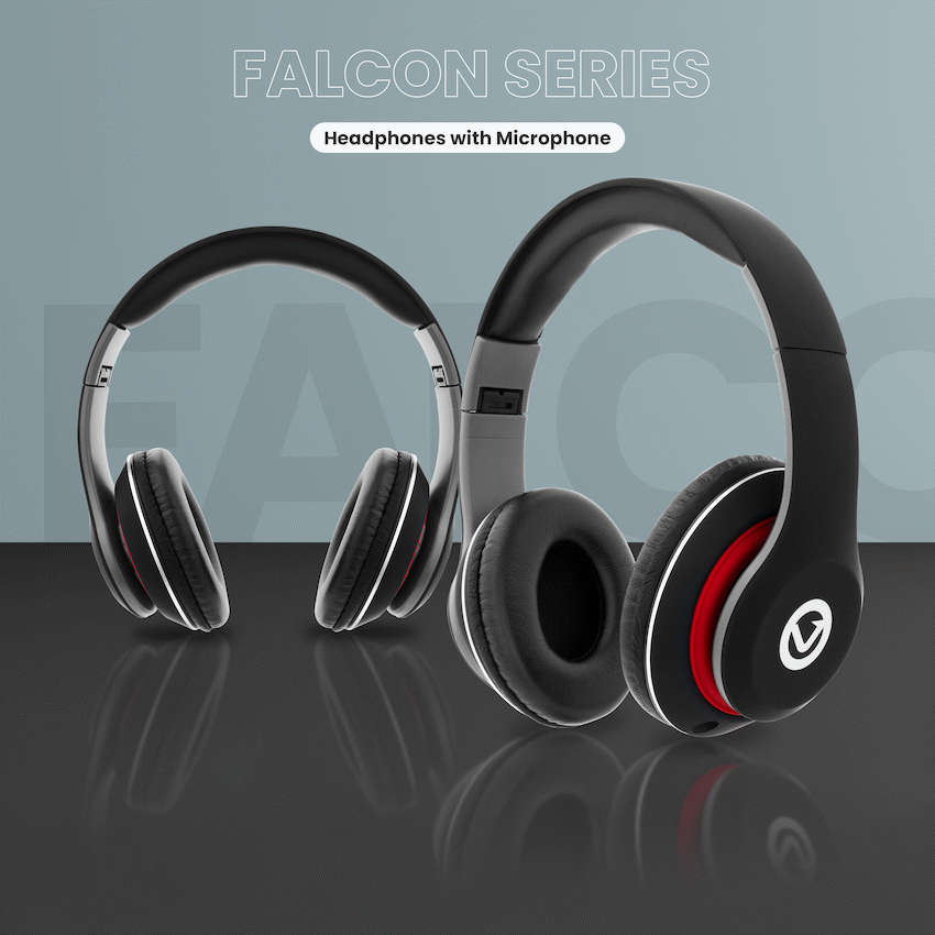 Volkano Falcon Headphones with Microphone - Black