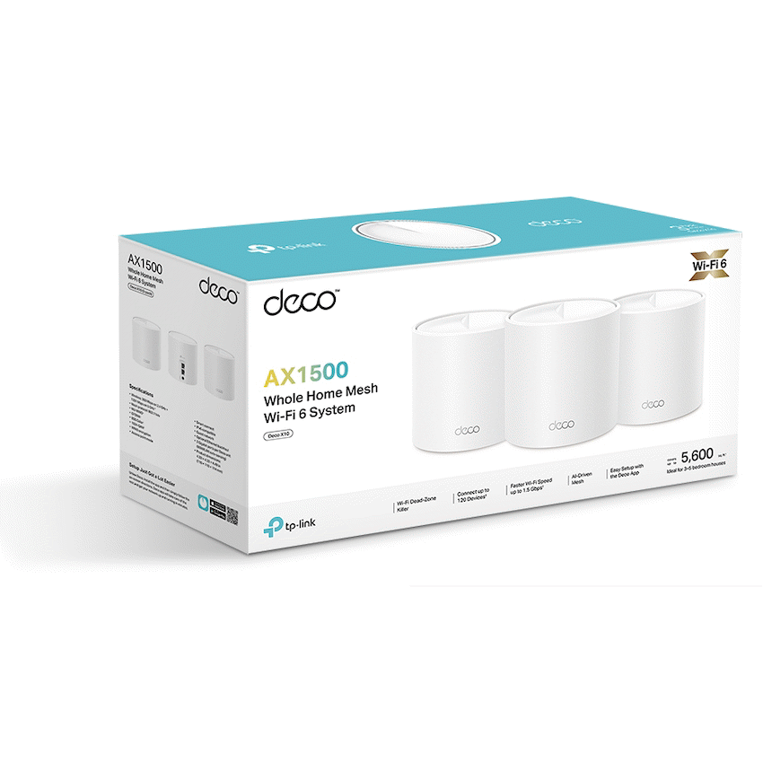 TP-Link Deco X10 (3-Pack) AX1500 Whole-Home Mesh Wi-Fi 6 System (Tri-Band)