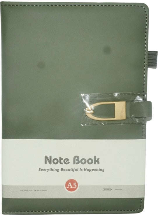 Brainware A5 Green NoteBook With Magnetic Clip