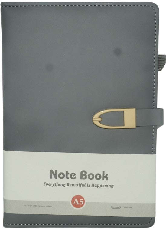 Brainware A5 Grey NoteBook With Magnetic Clip