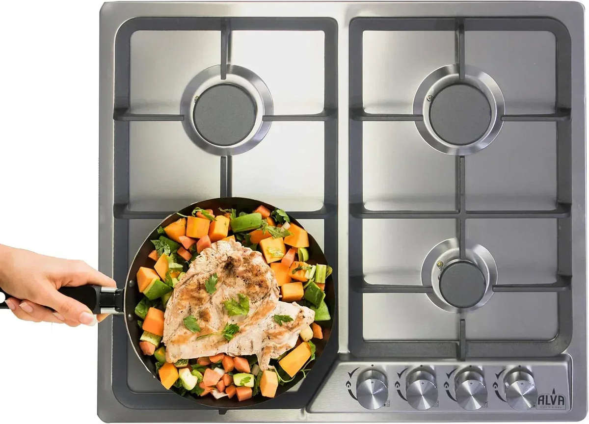Alva 60cm 4-Burner Gas Hob - Stainless Steel