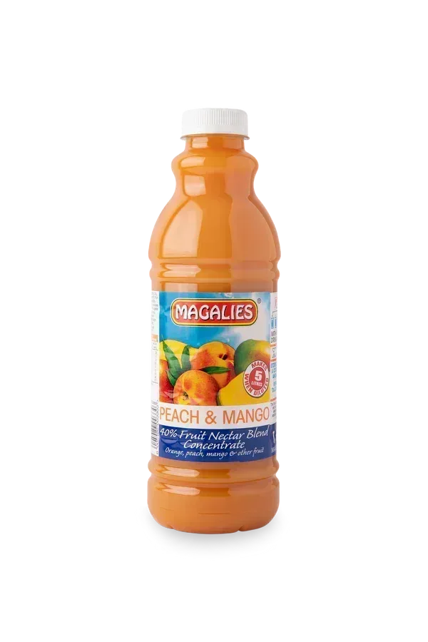 6 x MAGALIES 1 liter Peach & Mango 40% Concentrate (Sold 6x 1L Per Case)