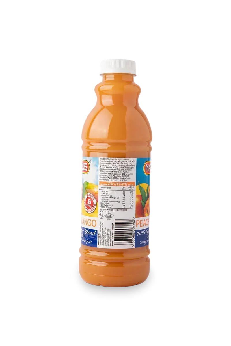 6 x MAGALIES 1 liter Peach & Mango 40% Concentrate (Sold 6x 1L Per Case)