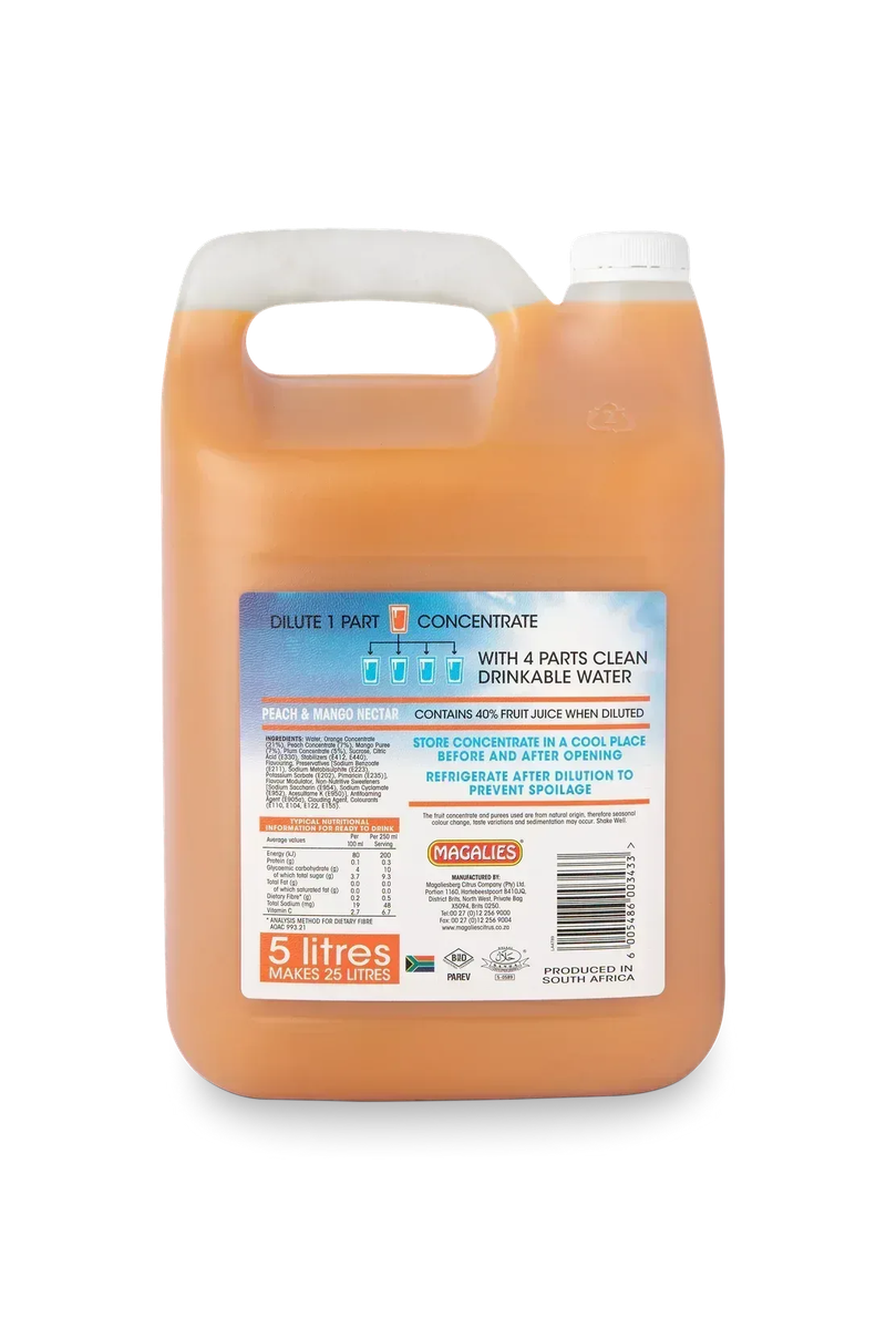 2 x MAGALIES 5 liter Peach Mango 40% (Sold 2x 5L Per Case)