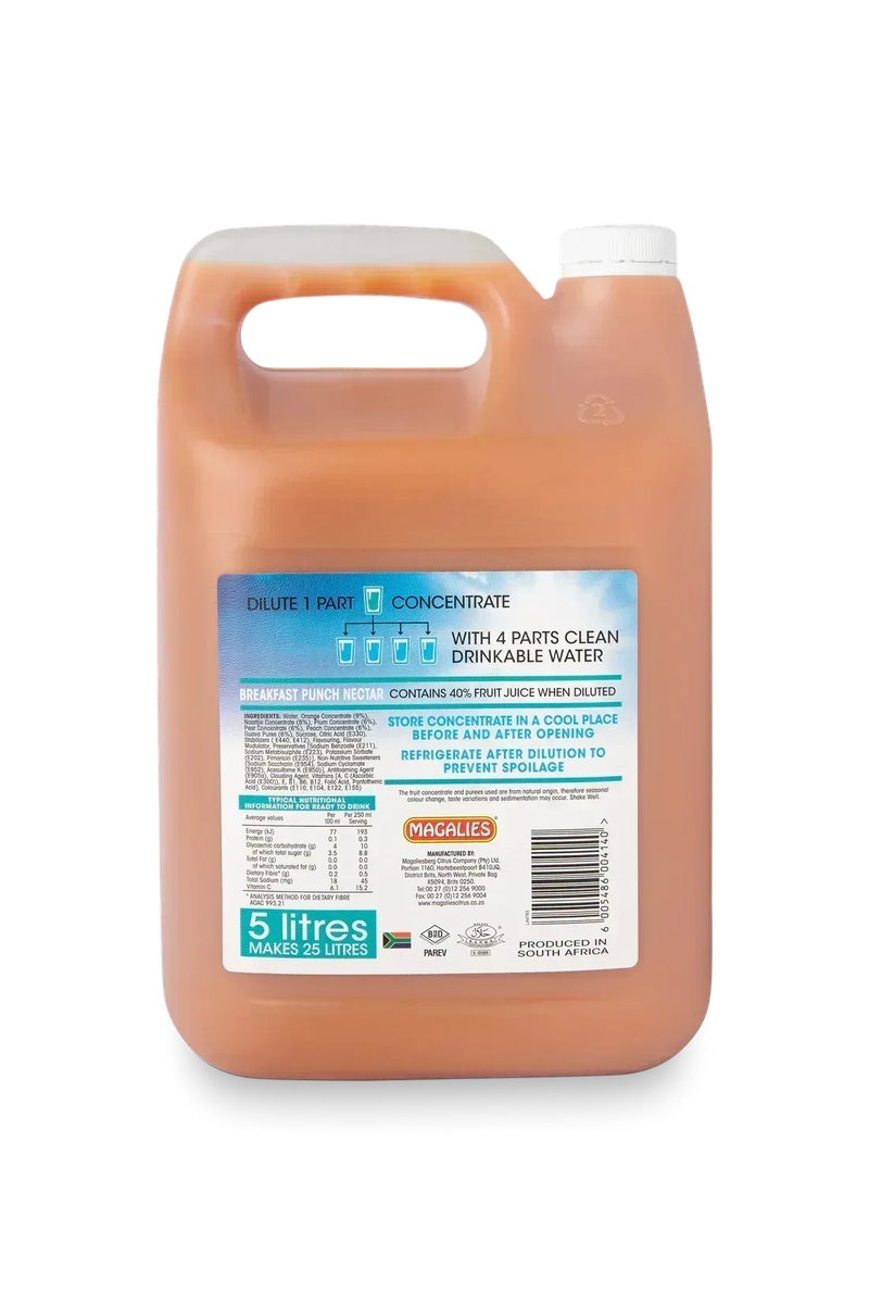 2 x MAGALIES 5 liter Breakfast Punch 40% (Sold 2x 5L Per Case)