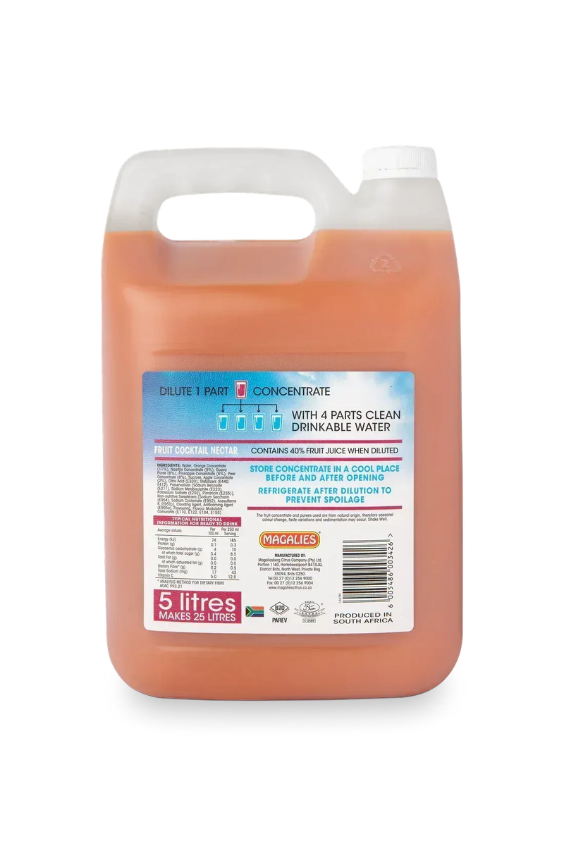 2 x MAGALIES 5 liter Fruit Cocktail 40% (Sold 2x 5L Per Case)