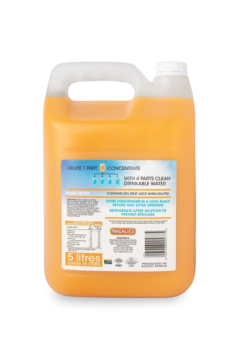 2 x MAGALIES 5 liter Orange 50% (Sold 2x 5L Per Case)