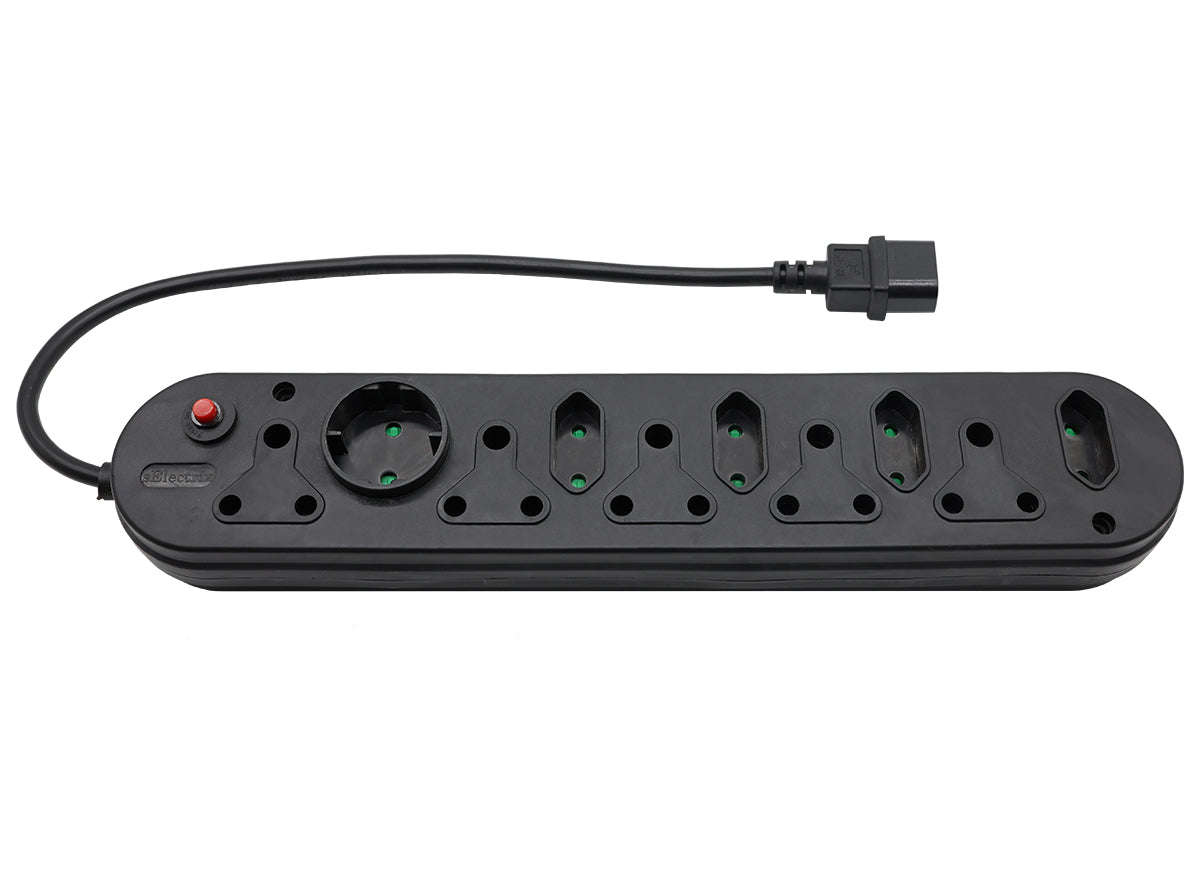 Multi Plug 5x16A 5x5A 0.5m IEC Cord Black