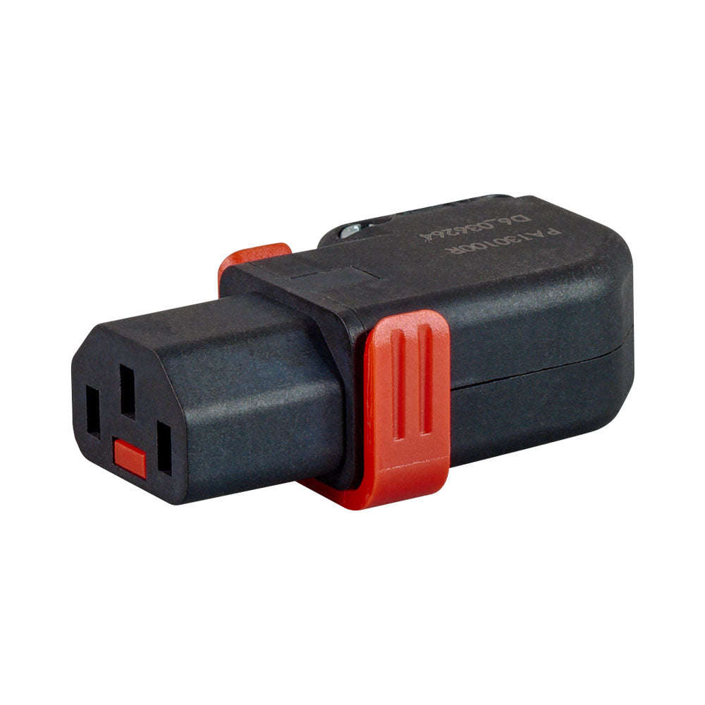 IECLOCK FEMALE KETTLE LOCKABLE CONNECTOR - RIGHT-ANGLED AND REWIREABLE