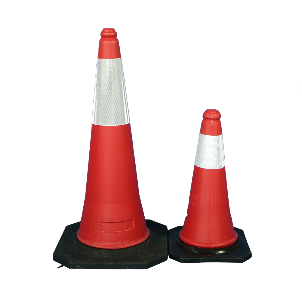 Pinnacle Traffic Cone 750mm Black Rubber Stand with Reflective Tape (Pack of 3)