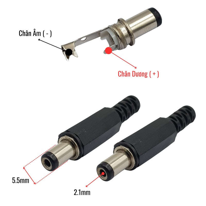 DC ADAPTOR, 5.5X2.1MM M BLU - 5.5X2.1MM F BLU,BLAC