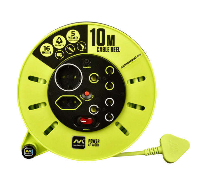 Masterplug Pro-XT 4 Socket with Switch 10 Metre Cassette Cable Reel
