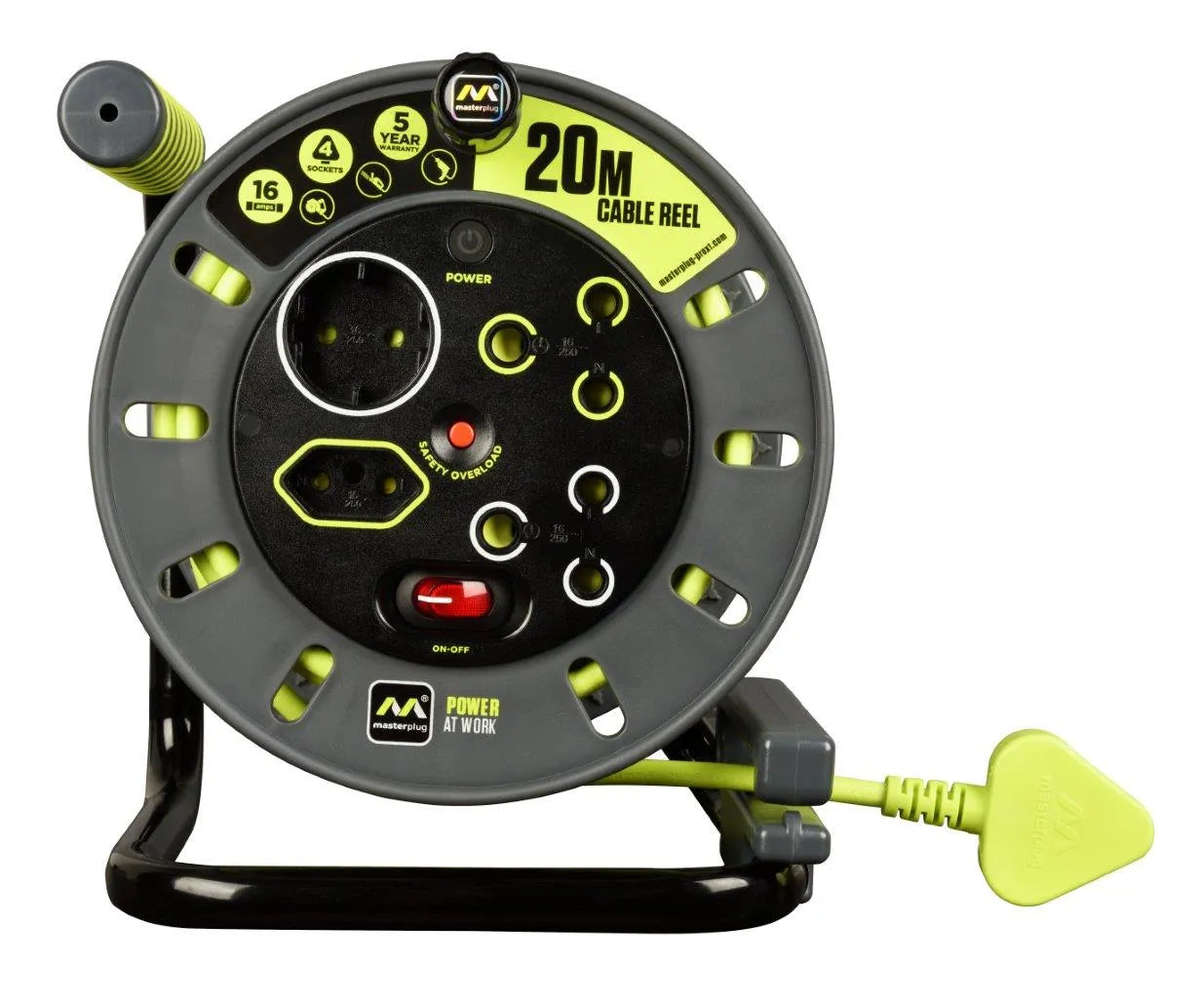 Masterplug Pro-XT 4 Socket with Switch 20 Metre Open Cable Reel