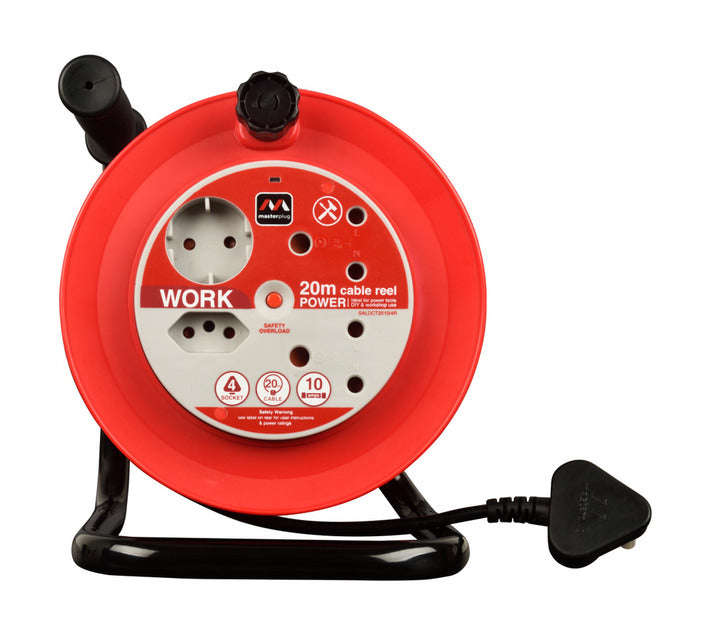 Masterplug Pro-XT 4 Socket without Switch 20 Metre Open Cable Reel