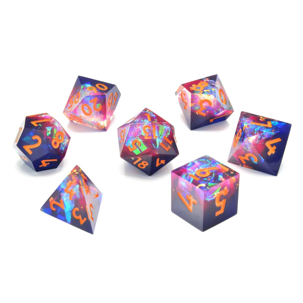 Galactic Ember Sharp Edge Resin RPG Dice Set (7) (Dice Sets & Games)