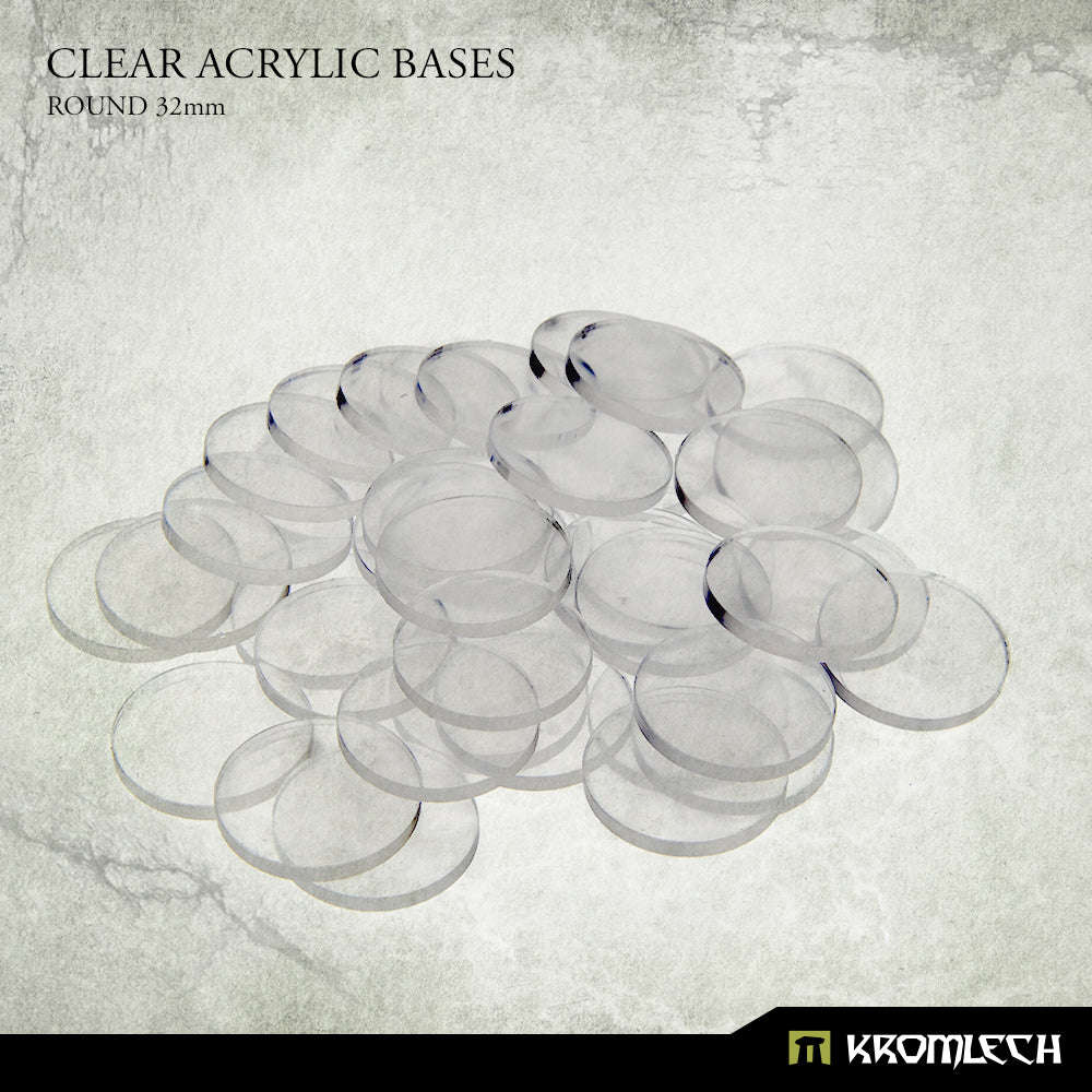 Clear Acrylic Bases Round 32mm (40) (Miniatures)