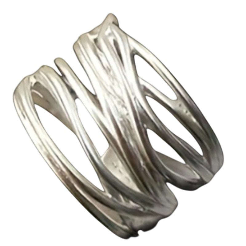 Wide adjustable 925 sterling silver ring with a vintage boho design