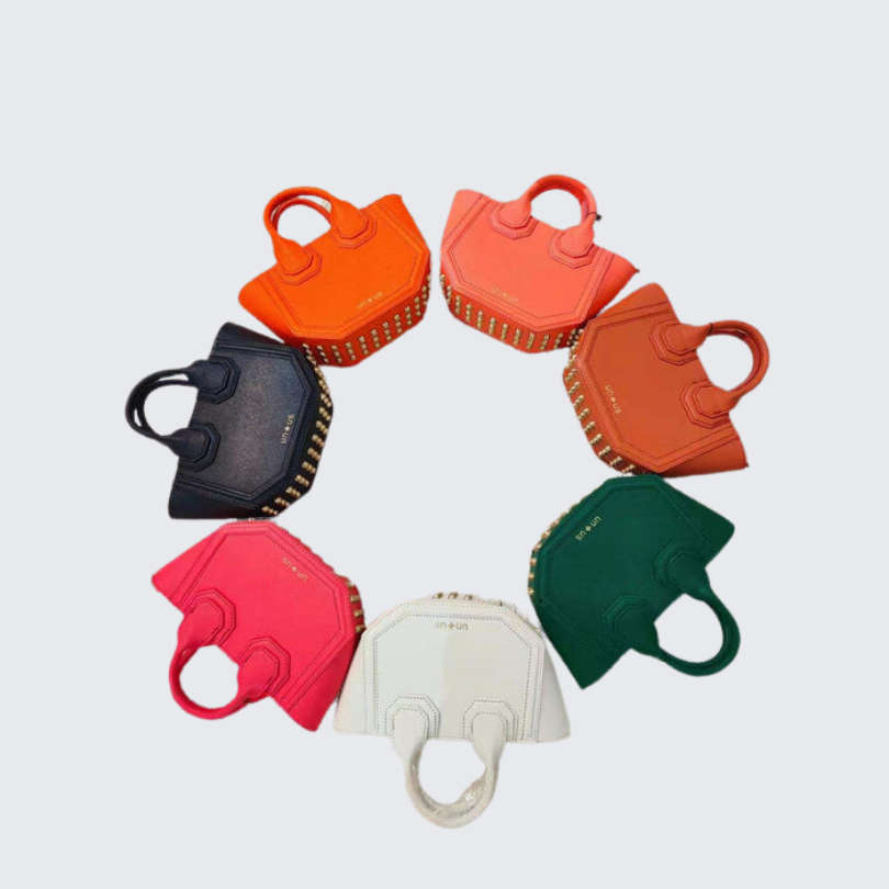 Octa Bottom Steel Handbag - ORANGE