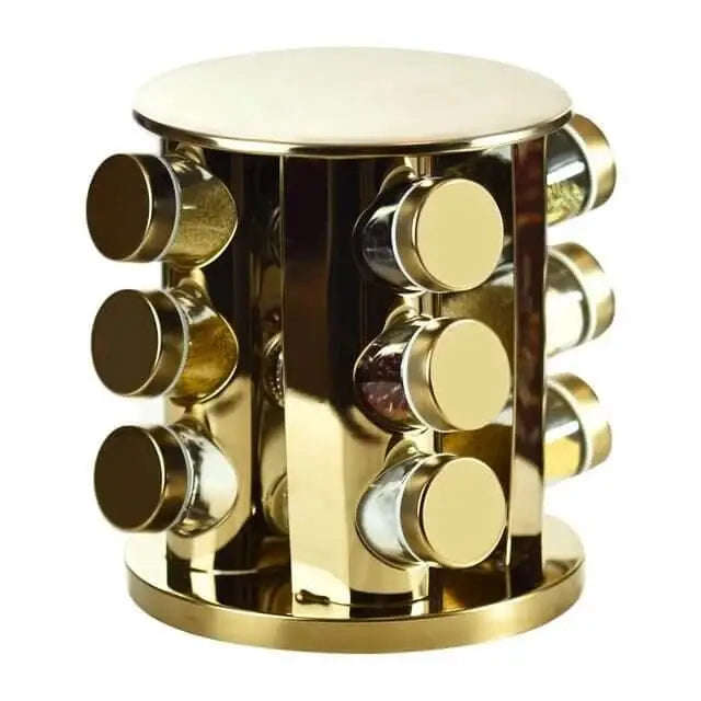 Spice Set 12 Glass Jars on 360 Rotating Stand