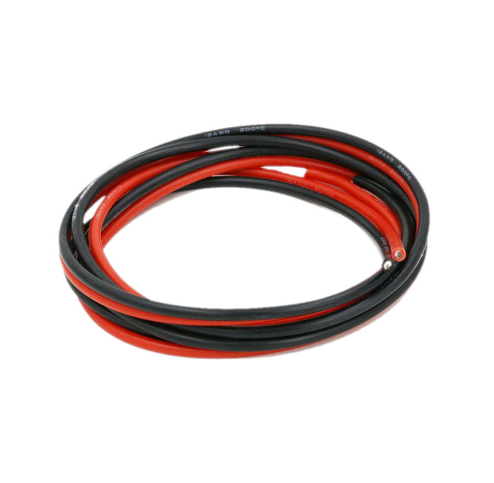 1m 12AWG of Red & Black Silicon Wire