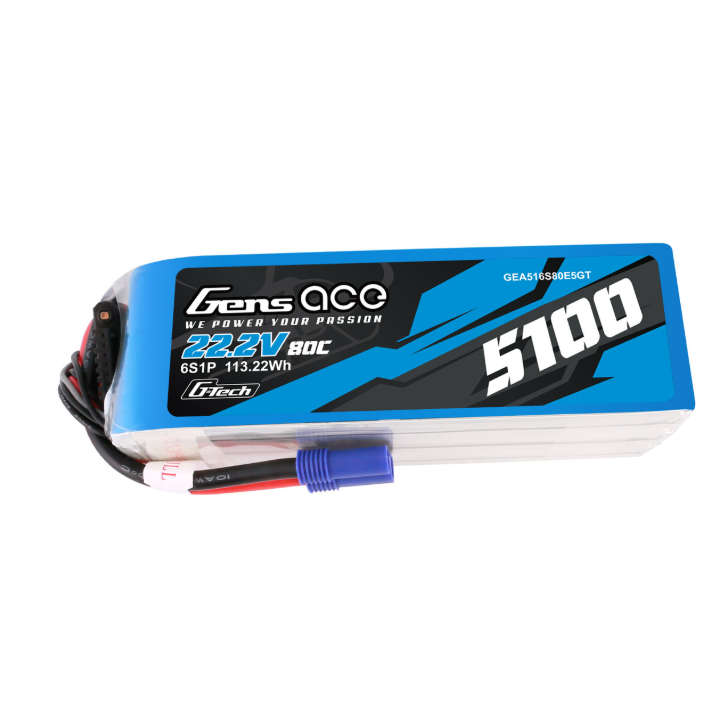 Gens Ace 5100mAh 6S1P 80C 22.2V LiPo Battery