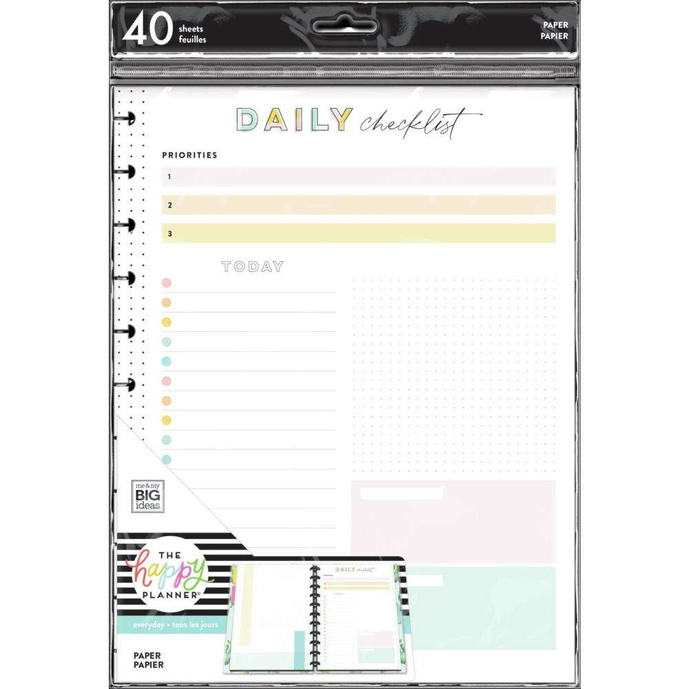 Daily Checklist and Priorities Big Filler Paper