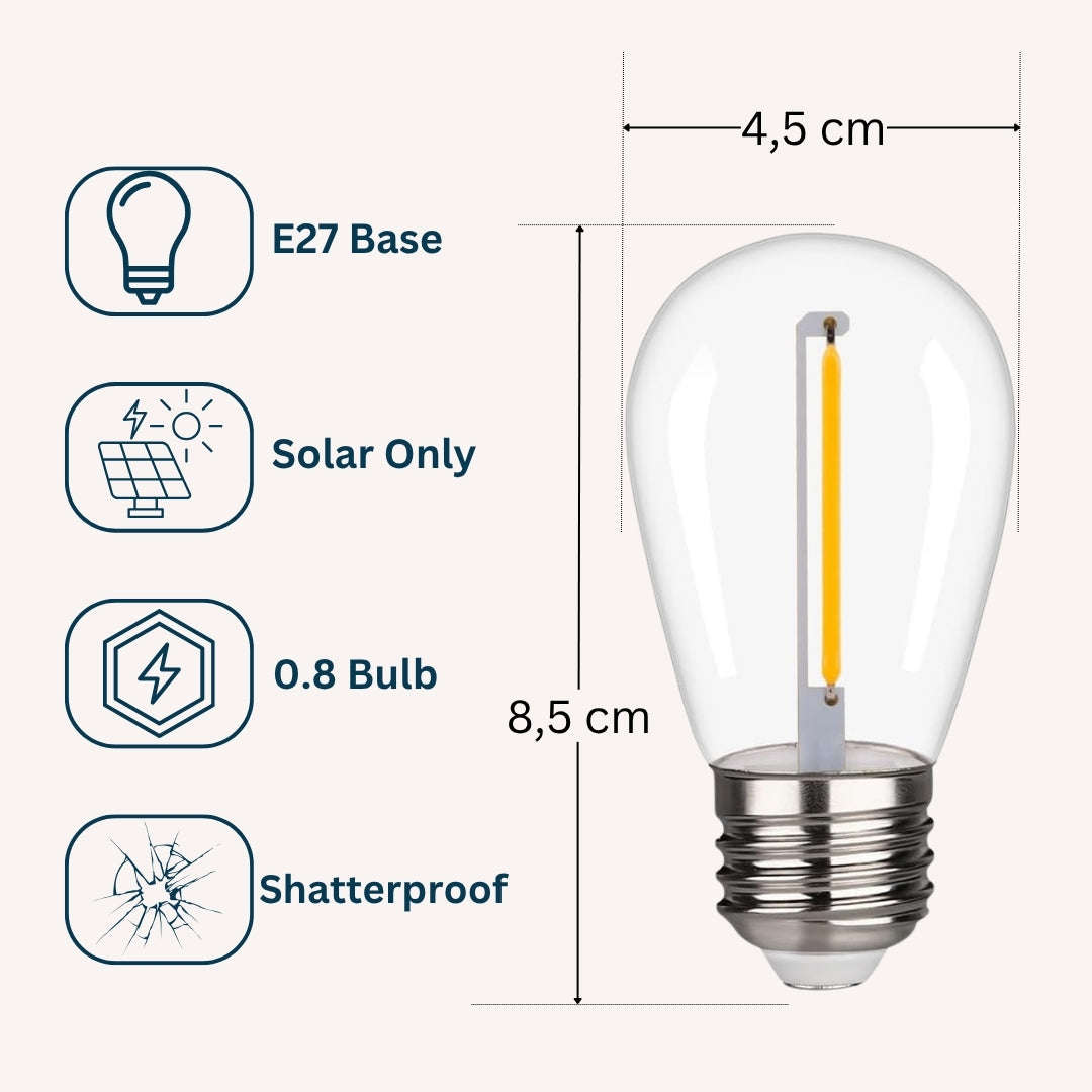 S14 Vintage Replacement Bulbs | E27 | 2W | 6 Pack | Solar