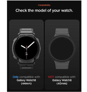 SAMSUNG GALAXY WATCH 8 PREMIUM RUGGED ARMOR PRO CASE 44MM WITH TPU STRAP BLACK | SPIGEN