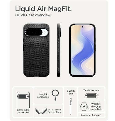GOOGLE PIXEL 10 / 10 PRO PREMIUM SLIM LIQUID AIR MAGSAFE CASE BLACK | SPIGEN