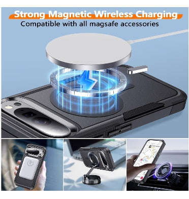 GOOGLE PIXEL 10 PRO XL PREMIUM SLIM DUAL LAYER RUGGED MAGSAFE CASE BLACK