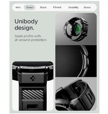 GOOGLE PIXEL WATCH 5 PREMIUM RUGGED ARMOR PRO CASE 45MM BLACK WITH CHARGER STAND | SPIGEN