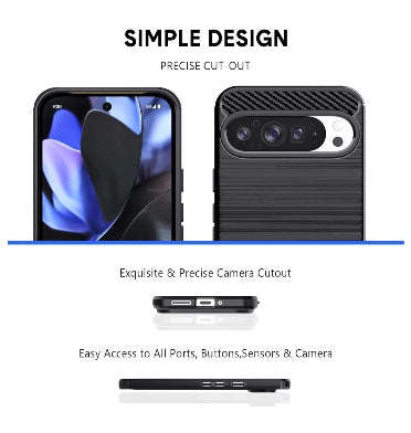 GOOGLE PIXEL 9 / 9 PRO PREMIUM SLIM CARBON FIBRE CASE BLACK