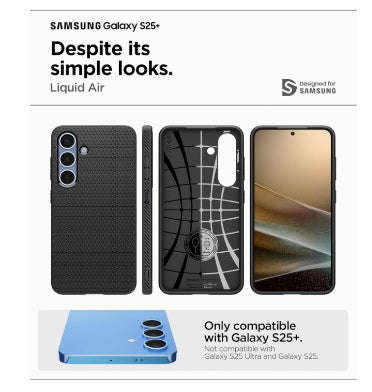SAMSUNG GALAXY S25+ PREMIUM SLIM LIQUID AIR CASE MATTE BLACK | SPIGEN