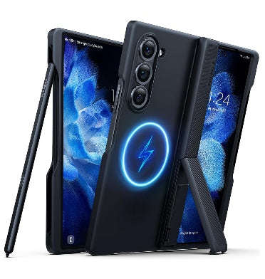 SAMSUNG GALAXY Z FOLD 6 PREMIUM MAGSAFE ARMOR CASE WITH PEN HOLDER & KICKSTAND BLACK | TORRAS
