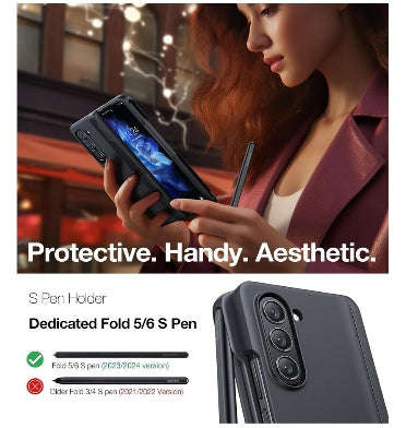 SAMSUNG GALAXY Z FOLD 6 PREMIUM MAGSAFE ARMOR CASE WITH PEN HOLDER & KICKSTAND BLACK | TORRAS